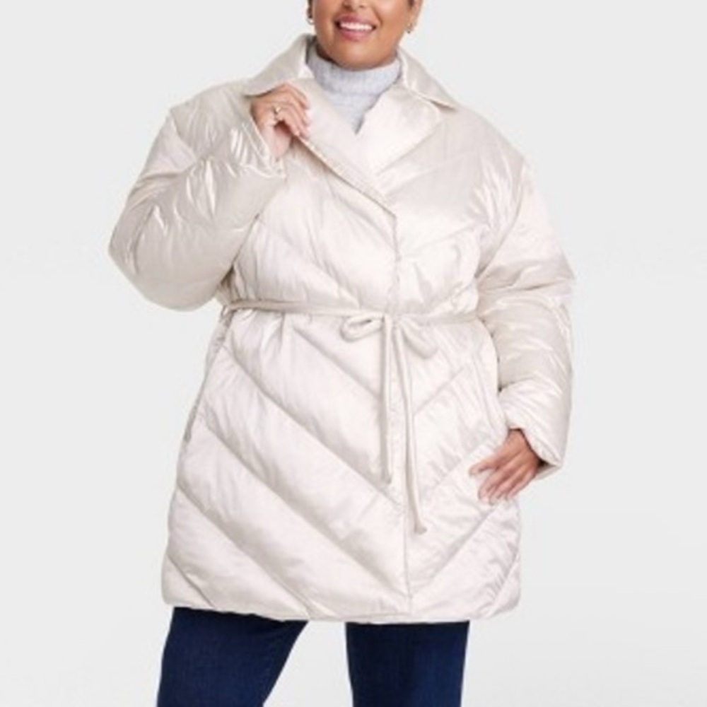 Ava & Viv Cream Quilted Puffer Coat